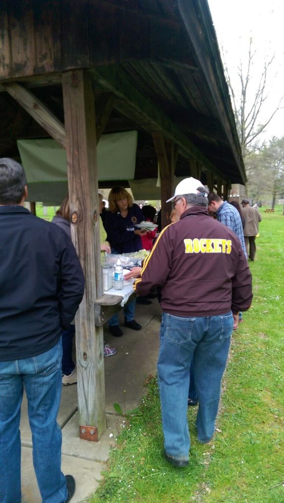 Pavillion with people at the 2016 Oil Creek Classic